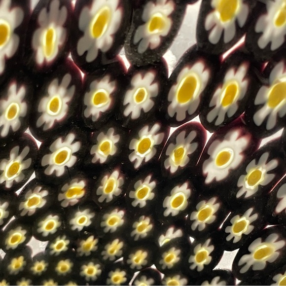 Vintage Murano? glass millefiori daisy vase black amethyst 6.25” - Picture 13 of 16